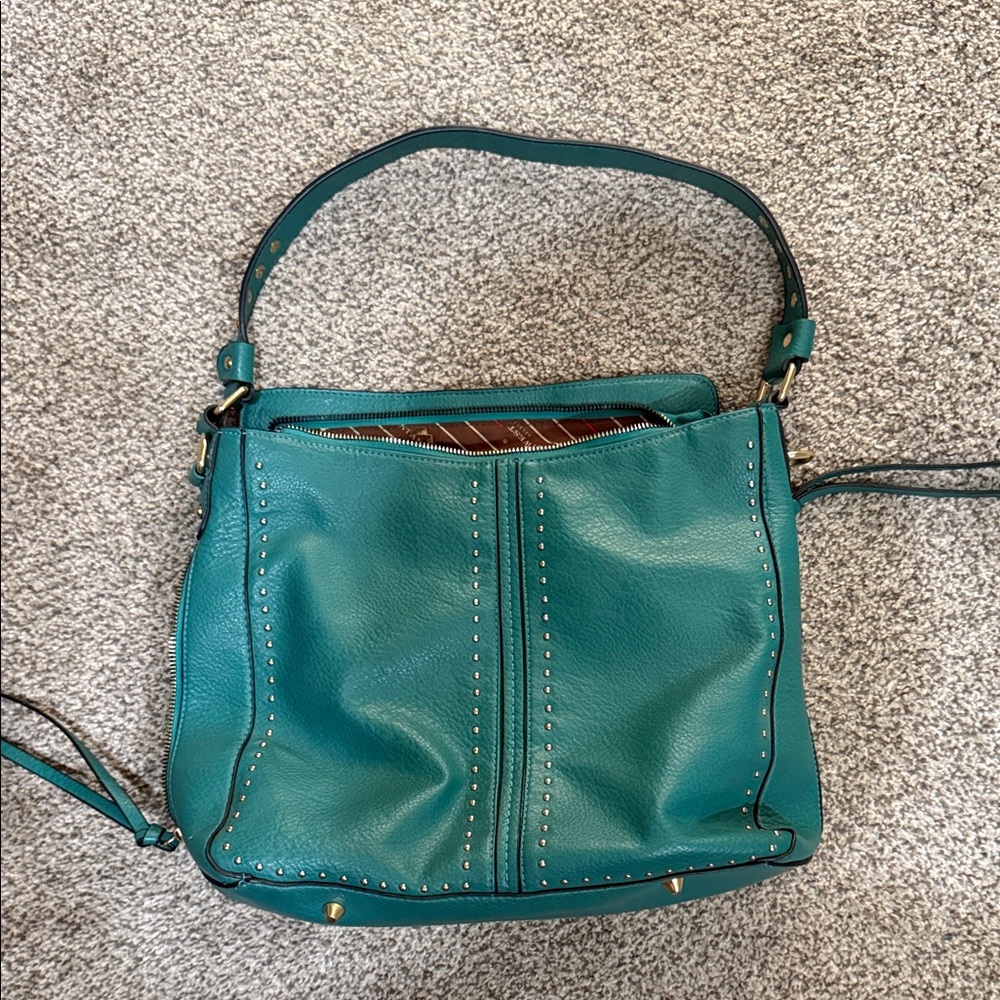 Teal Studded Leather conceal carry  Shoulder Bag